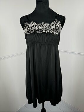 NWT Alythea Black Lace Trim Babydoll Slip Dress Size Medium